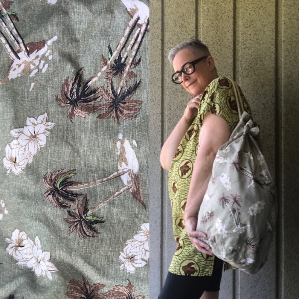 Beachy Hawaiian Print Cotton Backpack